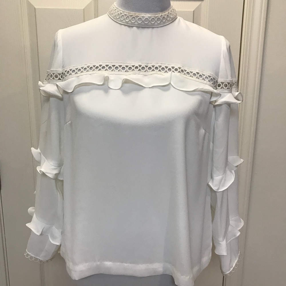 NWOT**J Crew White Ruffle blouse